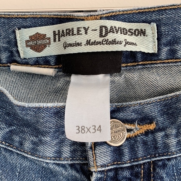 Harley Davidson Men's Jeans 38x34 Blue Medium Wash Biker Denim* - Picture 8 of 12